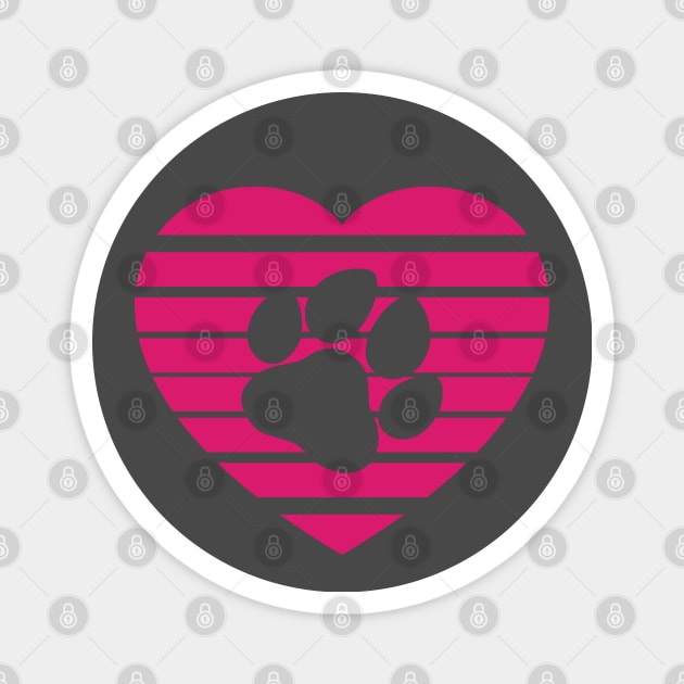 Dog Paw Heart Valentine - Magenta Magnet by skauff